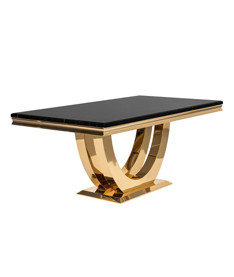 Modern Marble Dining Table With Stainless Steel Base