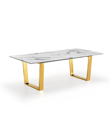 Luxury Modern Rectangle Marble Dining Table In Gold