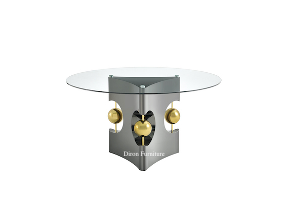 Contemporary round glass dining table